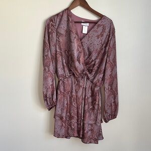 Adrienne Annette Dress - Pink and Purple Snake Print Long Sleeve NWT